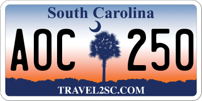 SC license plate AOC250