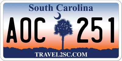 SC license plate AOC251
