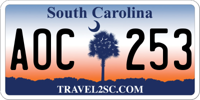 SC license plate AOC253