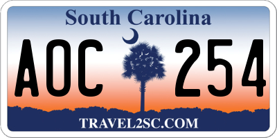 SC license plate AOC254