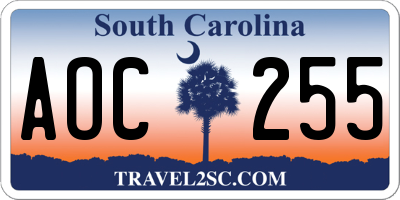 SC license plate AOC255