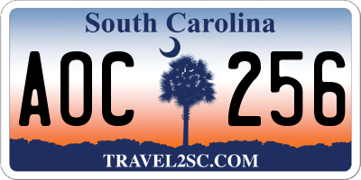 SC license plate AOC256