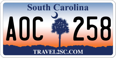 SC license plate AOC258