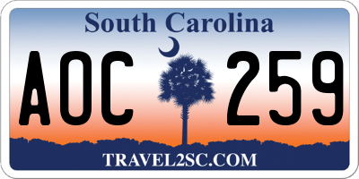 SC license plate AOC259