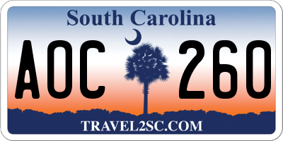 SC license plate AOC260
