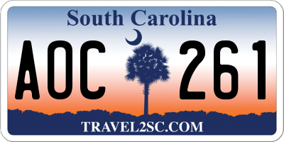 SC license plate AOC261