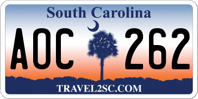 SC license plate AOC262