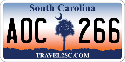 SC license plate AOC266
