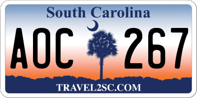 SC license plate AOC267