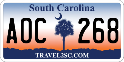 SC license plate AOC268