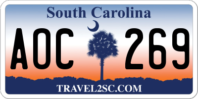 SC license plate AOC269