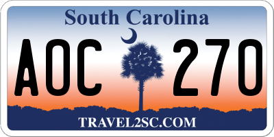 SC license plate AOC270
