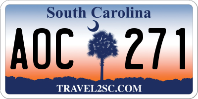 SC license plate AOC271