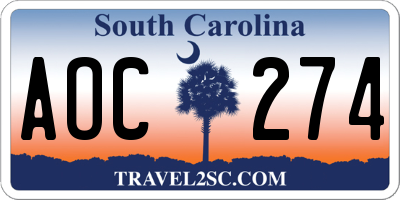 SC license plate AOC274