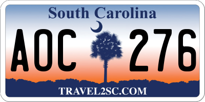 SC license plate AOC276