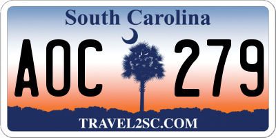 SC license plate AOC279