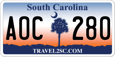 SC license plate AOC280