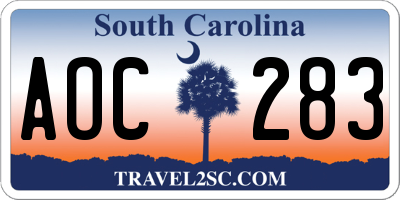 SC license plate AOC283