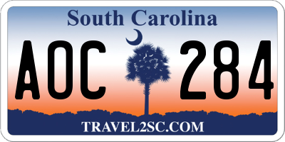 SC license plate AOC284