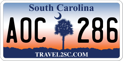 SC license plate AOC286