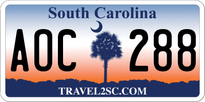 SC license plate AOC288