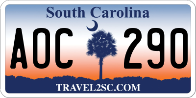 SC license plate AOC290
