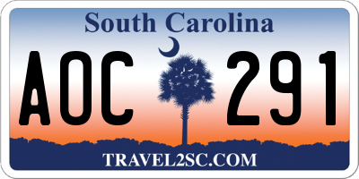 SC license plate AOC291
