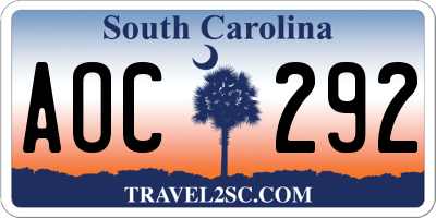 SC license plate AOC292