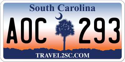 SC license plate AOC293