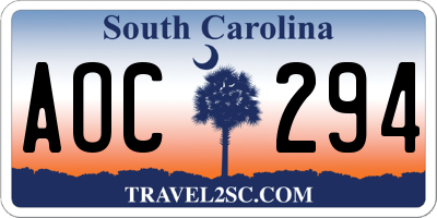 SC license plate AOC294