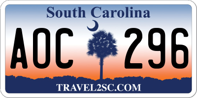 SC license plate AOC296
