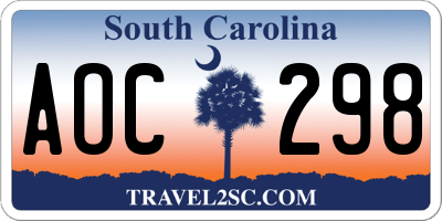 SC license plate AOC298