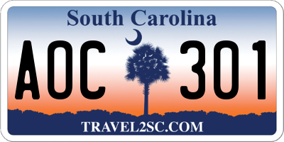 SC license plate AOC301
