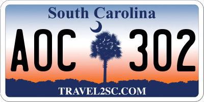 SC license plate AOC302
