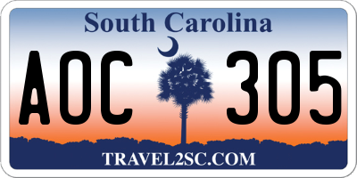 SC license plate AOC305