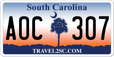 SC license plate AOC307