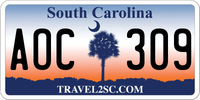 SC license plate AOC309