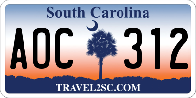 SC license plate AOC312