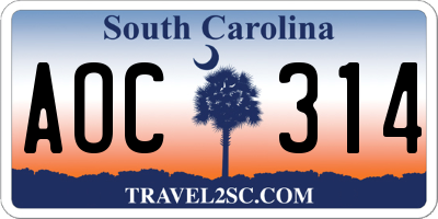 SC license plate AOC314