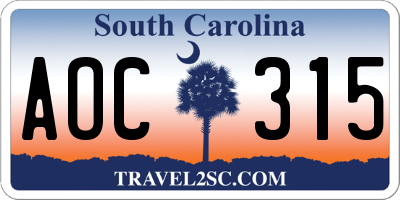 SC license plate AOC315