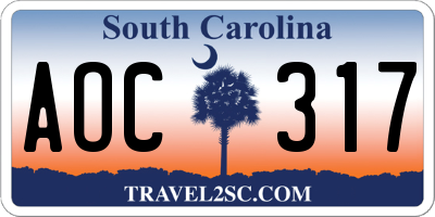 SC license plate AOC317