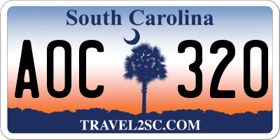 SC license plate AOC320