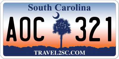 SC license plate AOC321