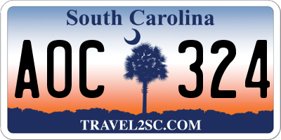 SC license plate AOC324