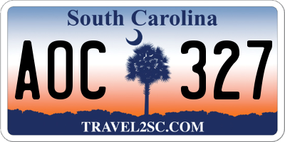 SC license plate AOC327