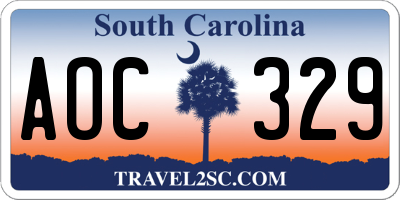 SC license plate AOC329