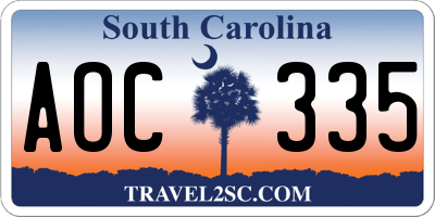SC license plate AOC335