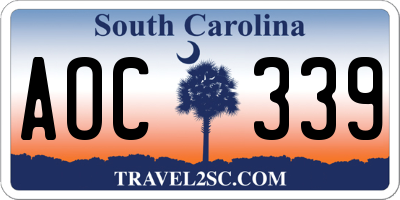 SC license plate AOC339