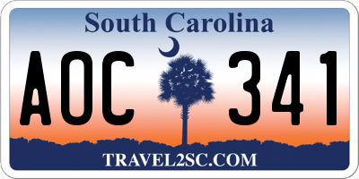 SC license plate AOC341
