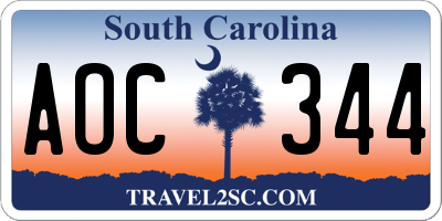 SC license plate AOC344